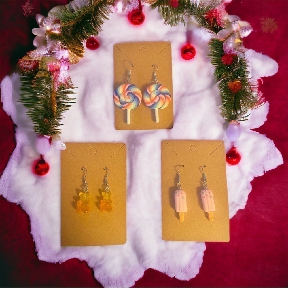 CANDY earrings trio bundle for woman or girls , great stocking stuffers